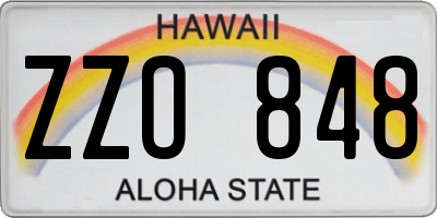 HI license plate ZZO848