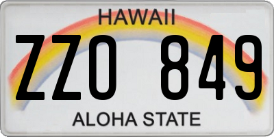 HI license plate ZZO849