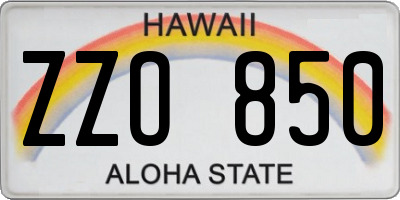 HI license plate ZZO850