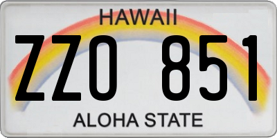 HI license plate ZZO851