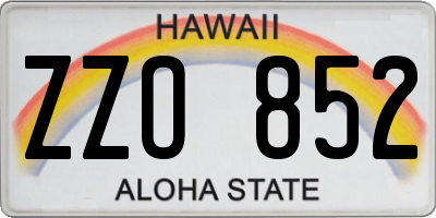 HI license plate ZZO852