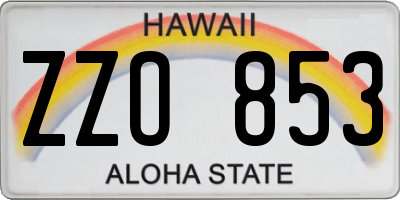 HI license plate ZZO853