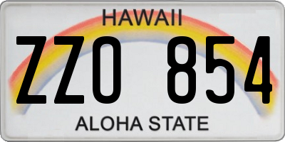 HI license plate ZZO854