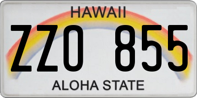 HI license plate ZZO855