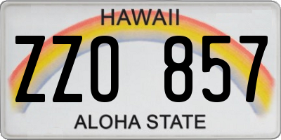 HI license plate ZZO857