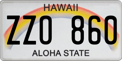 HI license plate ZZO860