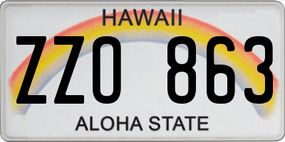 HI license plate ZZO863