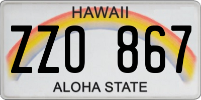 HI license plate ZZO867