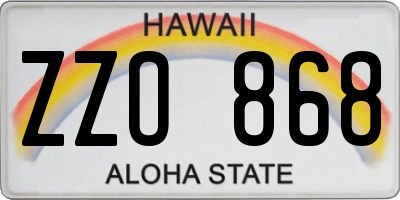 HI license plate ZZO868