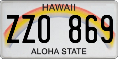 HI license plate ZZO869