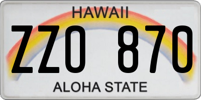 HI license plate ZZO870