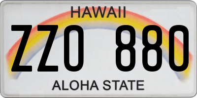 HI license plate ZZO880