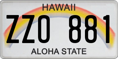 HI license plate ZZO881