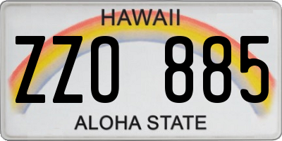 HI license plate ZZO885