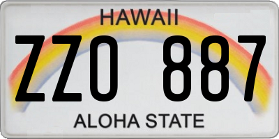 HI license plate ZZO887