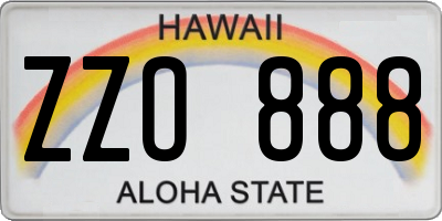 HI license plate ZZO888