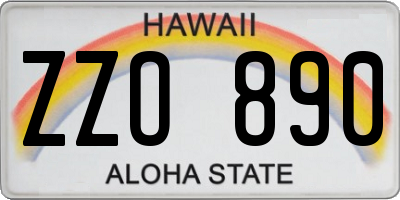 HI license plate ZZO890