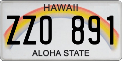 HI license plate ZZO891