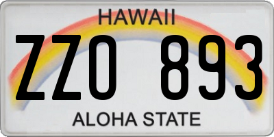 HI license plate ZZO893