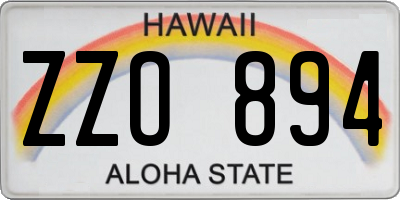 HI license plate ZZO894