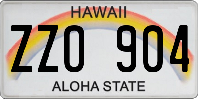 HI license plate ZZO904