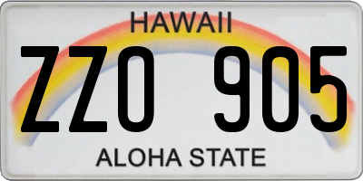 HI license plate ZZO905