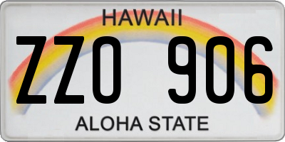 HI license plate ZZO906