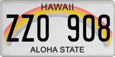 HI license plate ZZO908