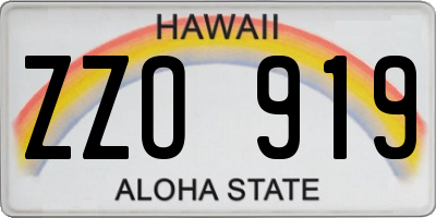 HI license plate ZZO919