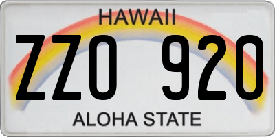 HI license plate ZZO920