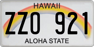 HI license plate ZZO921