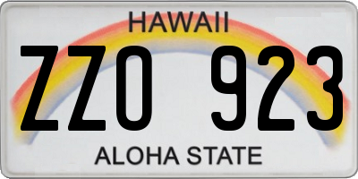 HI license plate ZZO923