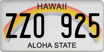 HI license plate ZZO925