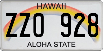 HI license plate ZZO928