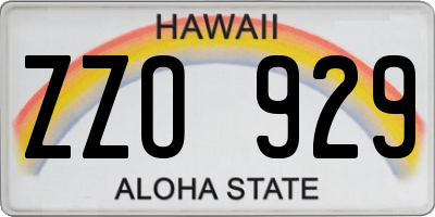 HI license plate ZZO929