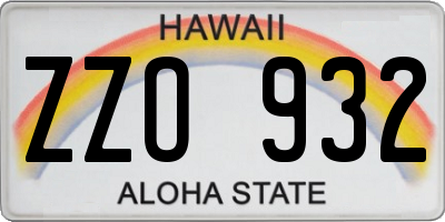 HI license plate ZZO932