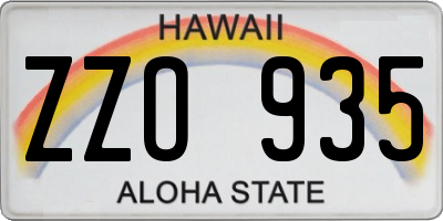 HI license plate ZZO935