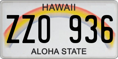 HI license plate ZZO936