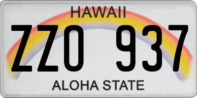 HI license plate ZZO937