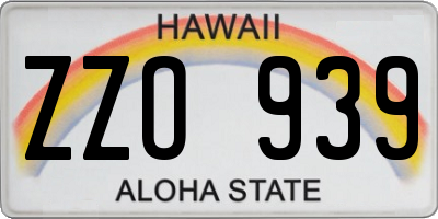 HI license plate ZZO939