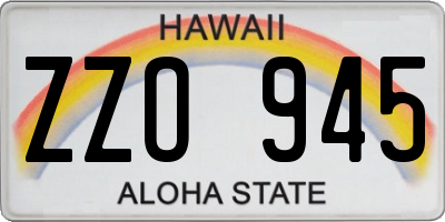 HI license plate ZZO945