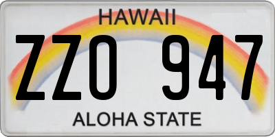 HI license plate ZZO947