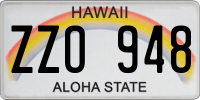 HI license plate ZZO948