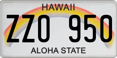 HI license plate ZZO950