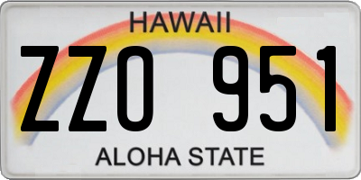 HI license plate ZZO951