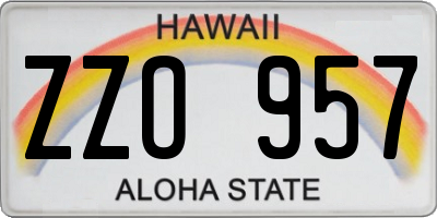 HI license plate ZZO957