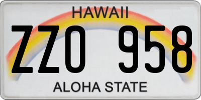 HI license plate ZZO958