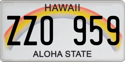 HI license plate ZZO959