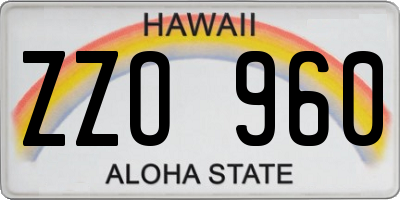 HI license plate ZZO960