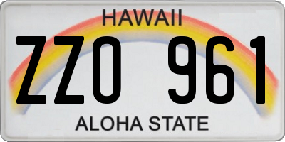 HI license plate ZZO961